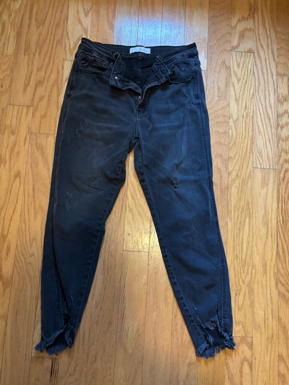 Black Distressed Women's KanCan